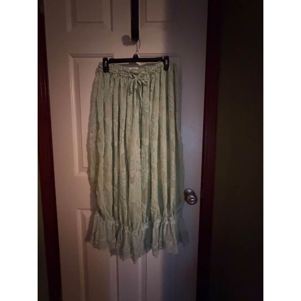 Intimately Free People Mint Green Burnout Velvet Ruffle Lace Hem Pants Medium
